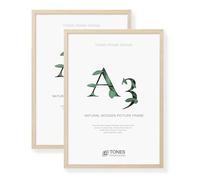 TONES FRAME DESIGN A3 Photo Frame 2 Pack, 29.7 x 41.9 cm, Wooden Picture Frames with Oak Veneer and Shatter-Resistant Plexiglass, Wall Frames for Portrait or Landscape, Posters, Prints, Certificates