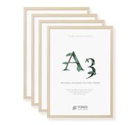 TONES FRAME DESIGN A3 Photo Frame 4 Pack, 29.7 x 41.9 cm, Wooden Picture Frames with Oak Veneer and Shatter-Resistant Plexiglass, Wall Frames for Portrait or Landscape, Posters, Prints, Certificates
