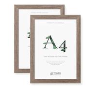 TONES FRAME DESIGN A4 Frame, 2-Pack, 21 x 29.7 cm Wooden Picture Frames with Brown Oak Veneer, Shatter-Resistant Plexiglass, Wall Frames for Portrait or Landscape, Posters, Prints, Photographs