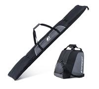 Tonesport Ski Bag and Boot Bag Combo - Ski Bags for Air Travel - Unpadded Snow Ski Bags - For Skis Up to 190cm - Jet Black