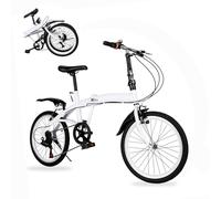 TONFEION 20 Inch Folding Bike 6-Speeds, Bicycle for Kids Adjustable Height 75-93cm, City Bike Foldable Bikes with Double V Brake, Portable Bicycle Light Weight Mountain Bike, for Boys Girls Teenagers