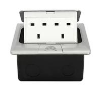 TONFEION Pop-Up Floor Socket, Desktop Power Socket with Dual UK Plug, Waterproof and Dustproof, Aluminium Alloy Panel, Plug Sockets for Home and Office