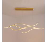 TONFON 120CM LED Chandelier Wave Shape Pendant Light Modern Lighting Creative Hanging Lamp for Kitchen Island Entryway Dining Room Study Room Living Room Bedroom Bar Ceiling Light Fixture(Gold,L)