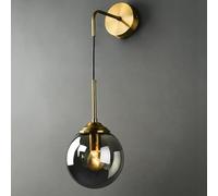 TONFON Amber Glass Globe Wall Lamp with Long Arm Gold Wall Light
