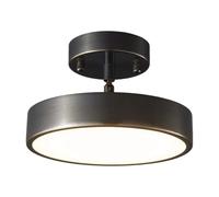 TONFON Brass Semi Flush Mount Ceiling Lamp Adjustable Round Farmhouse Ceiling Light Acrylic Shade Ceiling Light Fixture for Hallway Balcony Entryway Foyer Stairwell Aisle Loft Restaurant(Black,L)
