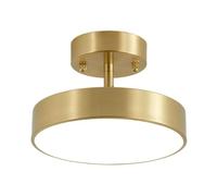 TONFON Brass Semi Flush Mount Ceiling Lamp Adjustable Round Farmhouse Ceiling Light Acrylic Shade Ceiling Light Fixture for Hallway Balcony Entryway Foyer Stairwell Aisle Loft Restaurant(Gold,L)