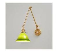 TONFON Brass Wall Sconce with Glass Lampshade Copper Swing Arm Wall Light Trumpet Retro Bedside Wall Mounted Lamp for Bedroom Living Room Study Room Dining Room Hallway Stairs Hall Restaurant