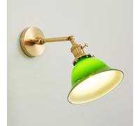 TONFON Copper Swing Arm Wall Light Brass Wall Sconce with Glass Lampshade, Trumpet Retro Bedside Wall Mounted Lamp for Bedroom Living Room Study Room Dining Room Hallway Stairs Hall Restaurant