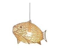 TONFON Fish Shaped Bamboo Chandelier Hand-Woven Rattan Pendant Light Height Adjustable Creative Rattan Hanging Lamp for Kitchen Island Entryway Dining Room Study Room Bar Farmhouse