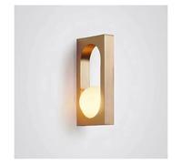 TONFON Gold Bedside Wall Lamp Rectangular Metal Wall Sconce with Glass Globe Shade, Mini Modern Minimalist Wall Mounted Lamp for Bedroom Bedside Living Room Study Room Corridor Entryway Restaurant
