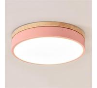 TONFON Iron Personalized Macaron Ceiling Lamp Nordic Wooden LED Ceiling Light Round Creative Dimming Ceiling Light Fixture for Living Room Bedroom Dining Room Kitchen Study Room Corridor(Pink,50cm)