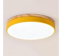 TONFON Iron Personalized Macaron Ceiling Lamp Nordic Wooden LED Ceiling Light Round Creative Dimming Ceiling Light Fixture for Living Room Bedroom Dining Room Kitchen Study Room Corridor(Yellow,30cm)