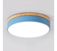 TONFON Iron Personalized Macaron Ceiling Lamp Nordic Wooden LED Ceiling Light Round Creative Dimming Ceiling Light Fixture for Living Room Bedroom Dining Room Kitchen Study Room Corridor(Blue,40cm)