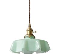 TONFON Japanese Vintage Chandelier Flowers Glass Pendant Light Simplicity E27 Indoor Ceiling Light Fixture for Kitchen Island Dining Room Bedroom Hallway Bar Living Room Restaurant (Color : Green)