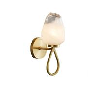 TONFON Mini Brass Wall Light Copper Wall Sconce with Glass Shade Crystal Block Design Lighting Wall Lantern for Bedroom Bedside Living Room Study Room Corridor Entryway Restaurant