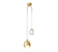 TONFON Modern Brass Double Head Pendant Light LED Minimalist Chandelier Adjustable height Bedside Hanging Lamp for Kitchen Island Entryway Dining Room Study Room Living room Bedroom Bar(Gold)