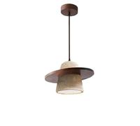 TONFON Modern Home Decoration Chandelier Travertine Stone Cone Shaped Pendant Light Dining Table Japanese Hanging Lamp for Kitchen Island Living Room Bedroom Bedside Dining Room Hallway(Walnut)