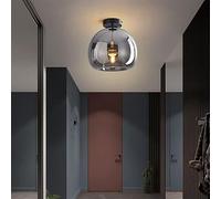 TONFON Nordic E27 Ceiling Light Post-Modern All-Copper Glass Ceiling Lamp Simple Creative Aisle Ceiling Light Fixture for Living Room Bedroom Dining Room Kitchen Hallway Entry Foyer(Smoke grey-S)