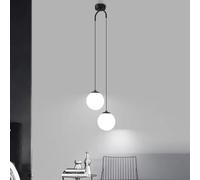 TONFON Nordic Milk Glass Chandelier 2 Lights Gold Black Globe Pendant Light Modern Indoor Restaurant Hanging Lamp for Kitchen Island Entryway Dining Room Study Room Living Room Bedroom Bar(Dark)