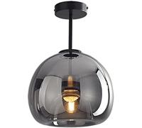 TONFON Retro Circular Glass Ceiling Lamp Smoke Gray/Amber Glass Lampshade Ceiling Light Semi Flush Mount Ceiling Light Fixture for Living Room Bedroom Dining Room Hallways Balcony Stairwell (Color :