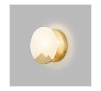 TONFON Round Alabaster Wall Light Ultra-Thin Disc Wall Sconce Brass Wall Lantern with Marble Lampshade for Bedroom Bedside Living Room Study Room Corridor Entryway Restaurant