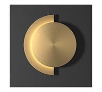 TONFON Round Brass Wall Lamp Copper Disc Wall Sconce with Acrylic Lampshade, Ultra-Thin Bedside LED Wall Lantern for Bedroom Living Room Study Room Dining Room Hallway Stairs Hall Restaurant