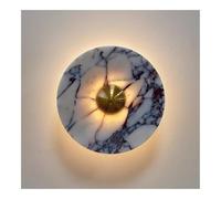 TONFON Round Marble Wall Sconce Ultra-Thin Natural Stone Wall Lamp Modern LED Minimalist Wall Mounted Lamp for Bedroom Bedside Living Room Study Room Corridor Entryway Restaurant(Gold,7.9in)
