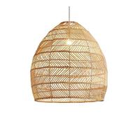 TONFON Unique Hand-Woven Rattan Chandelier Boho Style Beige Pendant Light Hollow E27 Restaurant Hanging Lamp for Kitchen Island Entryway Dining Room Study Room Living room Bedroom Bar(45 * 45cm)