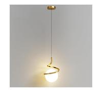 TONFON White Spiral Metal Chandelier Spherical Acrylic Shade Hanging Lamp E27 Bedside Children's Room Pendant Light for Kitchen Island Living Room Bedroom Dining Room Hallway Ceiling Light Fixture(Gol