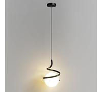 TONFON White Spiral Metal Chandelier Spherical Acrylic Shade Hanging Lamp E27 Bedside Children's Room Pendant Light for Kitchen Island Living Room Bedroom Dining Room Hallway Ceiling Light Fixture(Dar