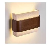 TONFON Yellow Travertine Wall Sconce Rectangular Stone Wall Lamp Wooden Lighting LED Wall Lantern for Bedroom Bedside Living Room Study Room Corridor Entryway Restaurant Night Light