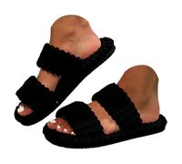 Tong Men's Slippers for Women Memory Foam Open Toe Comfortable Slip On Home with Strap Flip Flops Women Summer Beach Lightweight Breathable Fashion, Black, 7 UK