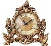 TONG TONG Classic Retro Mantel Clock For Living Room,Desk Alarm Clock European Style Vintage Silent Non Ticking Quartz Movement Battery Operated Table Decoration Small Clock