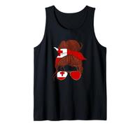 Tonga Flag Messy Hair Bun Girl Tongan Roots Tongan Pride Tank Top