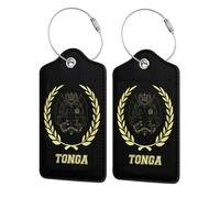 Tonga Tongans Flag Luggage Tag for Suitcases PU Leather Baggage Bag Backpack Tags Decor with Privacy ID Label Address Card Protection for Men Women Travel Gift 2 PCS