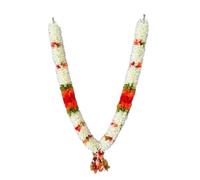 TONGARI Artificial Mala Garland for God Photo Frame Home Decoration Multipurpose (White and Orange 22 inch)