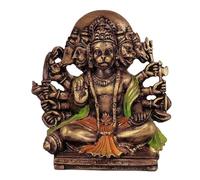 Tongari Resin Multi Gold Colour Panchmukhi Hanuman Murti Vintage Statue (5.5 inch)