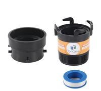 TonGass (1 x Combo Pack, Black) RV Sewer Pipe Adapter, 3" Rotating Rigid Bayonet Adapter with Male Thread & Hooks, Termination Fitting with 3" Bayonet & Hub, RV Sewer Hose Connector for Waste Disposal