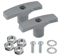 TonGass (2-Pack, Gray RV Waste Valve Handle Replacement for Waste Valve Extension Rod RV Parts Tank Hose Handle RV Waste Valve Handles Kits with 2 Nuts 1 Screws 1 Gasket