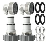 TonGass 4-Pack Pool Hose Adapter Kit Compatible with Intex Threaded Connection Pump Hoses, 1.5" to 1.25" Conversion Connectors, Pool Hose Adapters with Stainless Steel Clamps and Rubber Washers