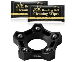 TonGass Bowlings Accessories Set, 1-Pack Bowling Rotating Ball Cup and 2-Pack Bowling Ball Cleaner Wipes, Bowlings Cup Display Stand with Bearing Spinner Holder