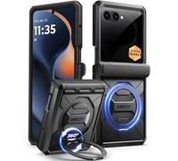 Tongate 360° Spin Magnetic Stand for Motorola Razr 50/60 Case with Privacy Screen Protector, [Compatible with Magsafe] [Hinge Protection] Full-Body Shockproof Case for Moto Razr 2024/2025, Black