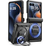 Tongate 360° Spin Magnetic Stand for Motorola Razr 50/60 Case with Screen Protector, [Compatible with Magsafe] [Hinge Protection] Full-Body Shockproof Case for Moto Razr 2024/2025, HD Black