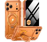 Tongate for iPhone 17 Pro Case with 360° Spin Magnetic Stand, [Compatible with MagSafe] [Military Grade Drop Protection] Built-in Ring Holder & Screen Protector for iPhone 17 Pro 6.3", Orange