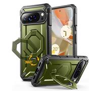 Tongate for Pixel 10 Pro XL Case with 360° Spin Magnetic Stand, Compatible with MagSafe, Non-Slip Edge Rugged, Military Grade Protection for Google Pixel 10 Pro XL Case, Green