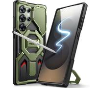 Tongate for Samsung Galaxy S24 Ultra Case Compatible with MagSafe, [Ring Stand & Camera Cover Kickstand] Drop Shockproof Rugged Protection Phone Case for S24 Ultra with Screen Protector 6.8", Green