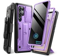 Tongate for Samsung Galaxy S25 Ultra Case, [with Privacy Screen Protector & Slide Camera Cover] [2 Front Frames] Full-Body Heavy Duty S25 Ultra Case with Stand & Belt Clip Holster, Purple Privacy