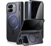 Tongate Magnetic for Pixel 10 Pro Fold Case with Stand, [Compatible with MagSafe] Rugged Google 10Pro Fold Phone Case Built in Screen Protector & Hinge for Google Pixel Fold3 2025 8",Privacy Black