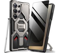TONGATE Magnetic for Samsung Galaxy S25 Ultra Case with Ring Stand, [Compatible with MagSafe][Camera Cover Kickstand]Drop Shockproof Rugged Phone Case for S25 Ultra with Screen Protector 2025, TiGray