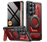 Tongate Magnetic for Samsung Galaxy S26 Ultra Case with Aluminum Alloy Kickstand, Compatible with MagSafe, TPU Non-Slip Edge, Military Grade Protection Shockproof Case for S26 Ultra, Red